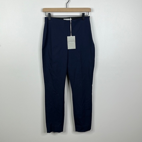 Everlane The Curvy Side-Zip Stretch Cotton Pant in Navy Blue Women's Size 2 - Picture 1 of 7